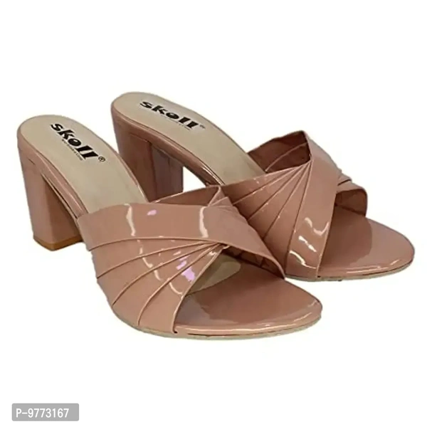 SKOLL Women and Girls Pink Casual Block Heels Mules Slip on 40