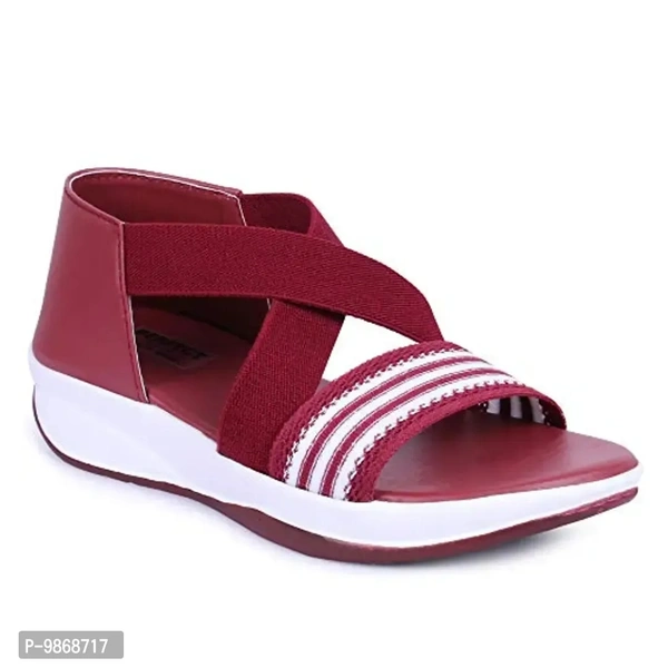 perfect step Stylish Flotter Striped Design sandals for Women's/Girls (Cherry, numeric_8)