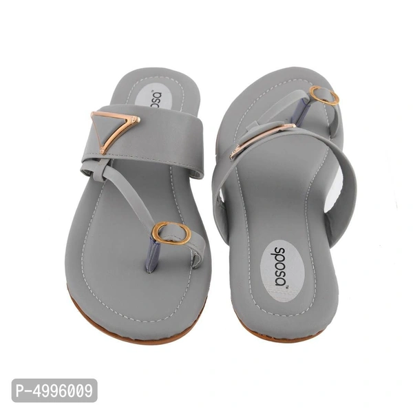 Stylish Artificial Leather Grey Fashion Flats For Women