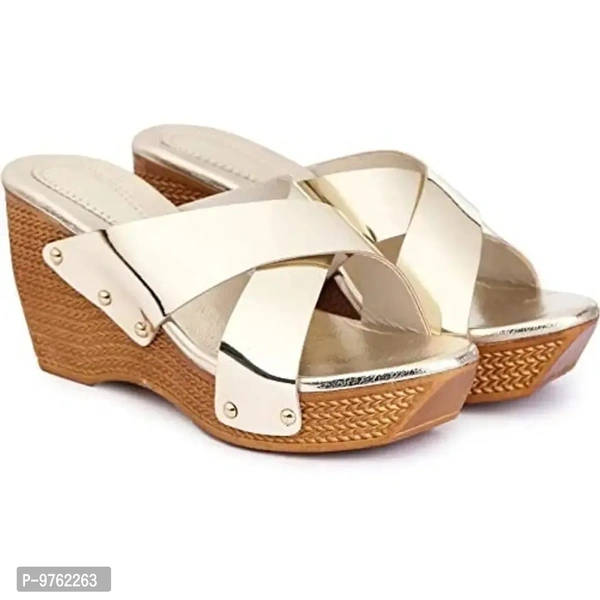 XWOMEN'S DESIGNER WEDGES SANDAL FOR WOMEN & GIRLS BT-NK-115-Gold-37