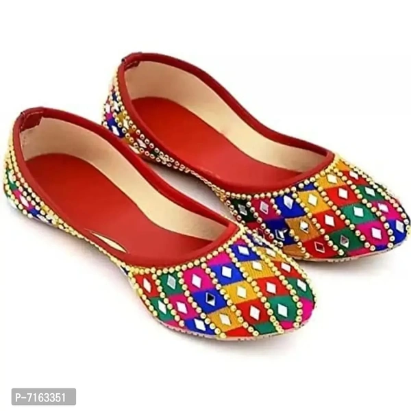 Divyanshu Womens Multi Mirrior Jutt 1.18 Womens Jutti (Red, Numeric_6)