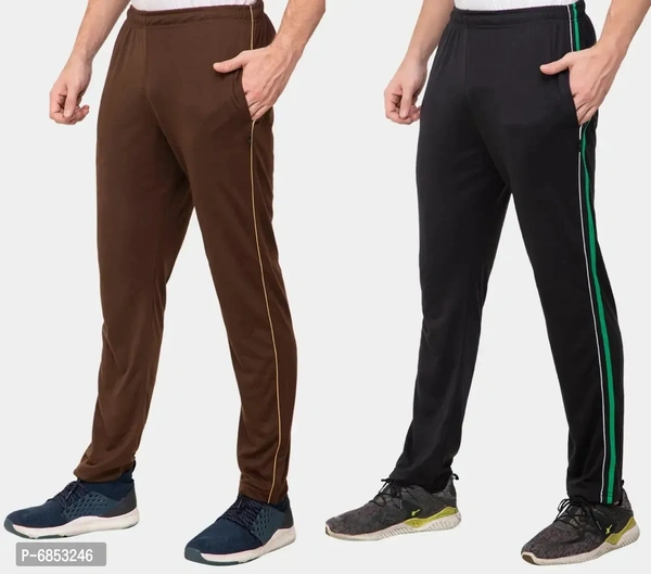 Stylish Trendy Polyester Blend Solid Trackpants For Men Pack Of 2