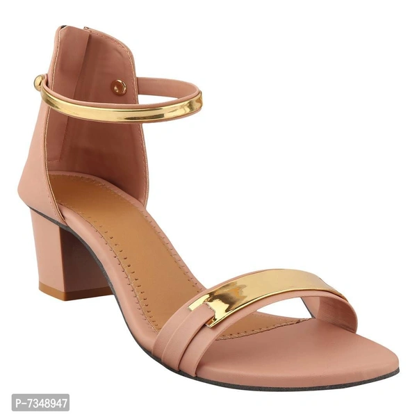 Stylish Peach Synthetic Solid Heels For Women