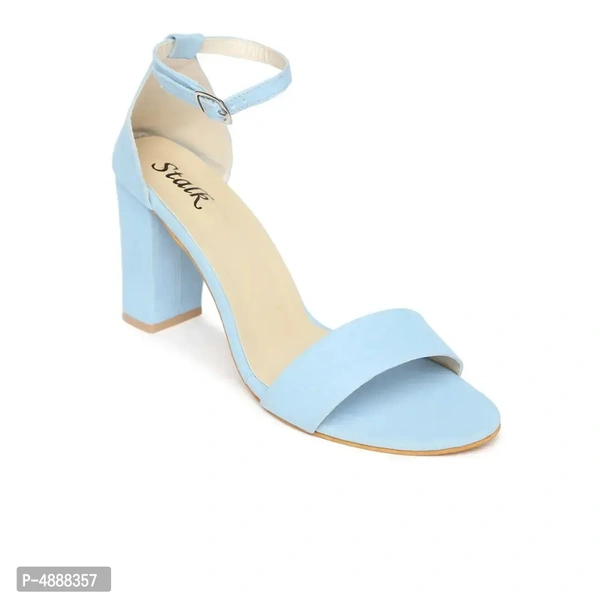 Stylish Synthetic Leather Turquoise Solid Block Heel Sandal For Women