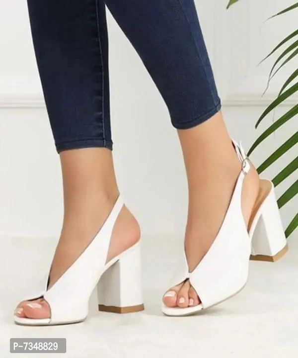 Stylish White Synthetic Solid Heels For Women