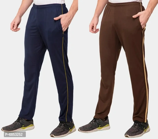 Stylish Trendy Polyester Blend Solid Trackpants For Men Pack Of 2