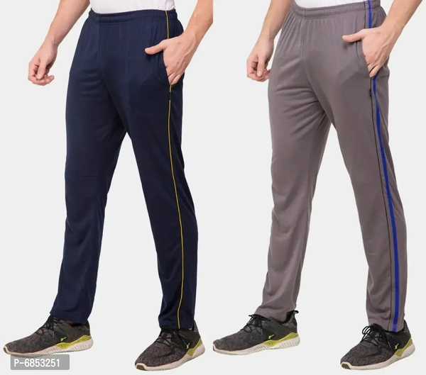 Stylish Trendy Polyester Blend Solid Trackpants For Men Pack Of 2