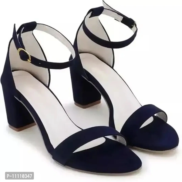 Stylish Black Synthetic Solid Medium Heels For Women