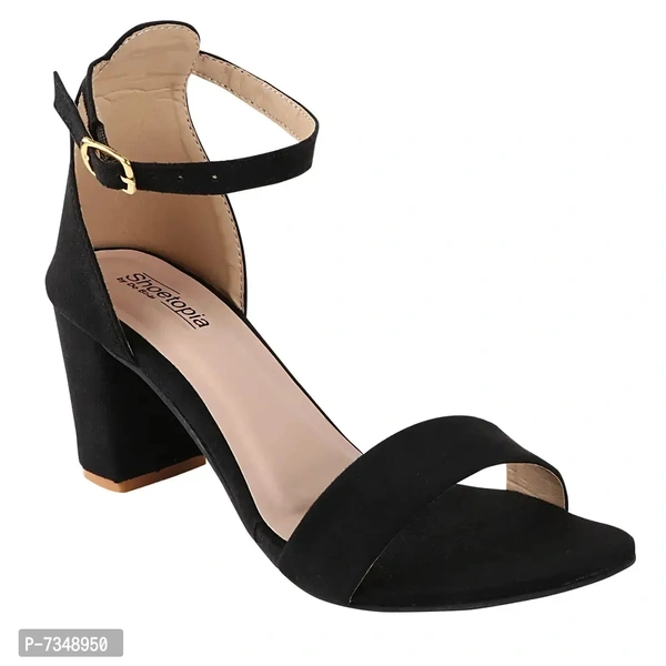 Stylish Black Synthetic Solid Heels For Women