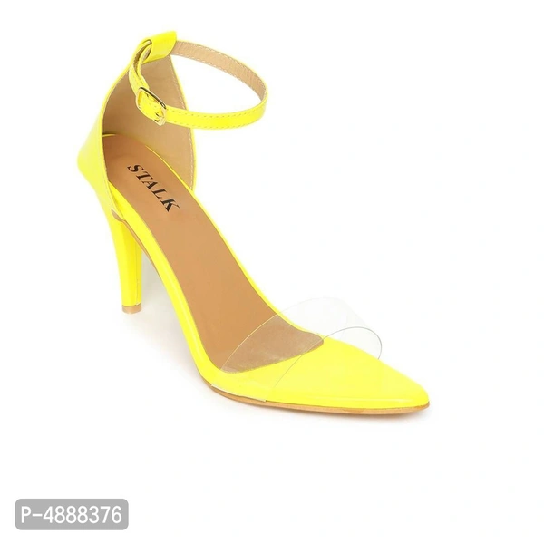 Women's Stylish Yellow Synthetic Patent Solid Stilettos