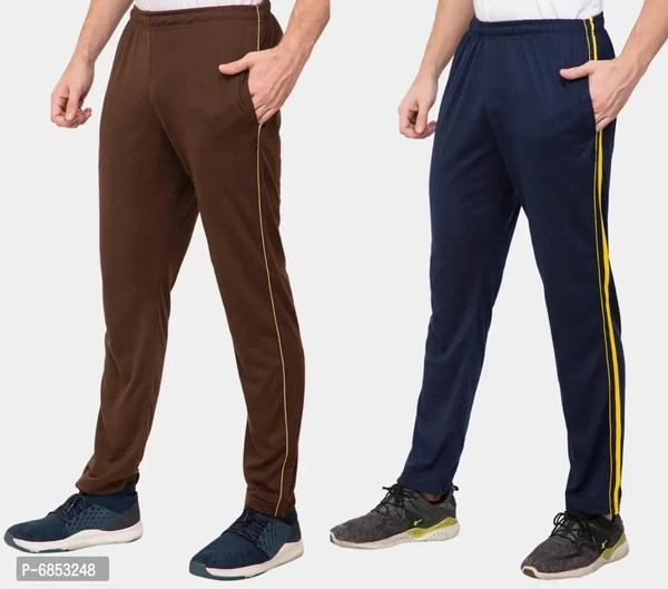Stylish Trendy Polyester Blend Solid Trackpants For Men Pack Of 2