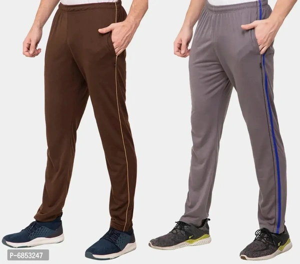 Stylish Trendy Polyester Blend Solid Trackpants For Men Pack Of 2