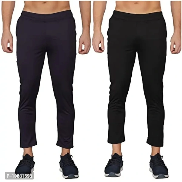 MGrandbear Men's Stretchable Solid Regular Fit Track Pant for Men Pack of 2 (30, Navy- Black)
