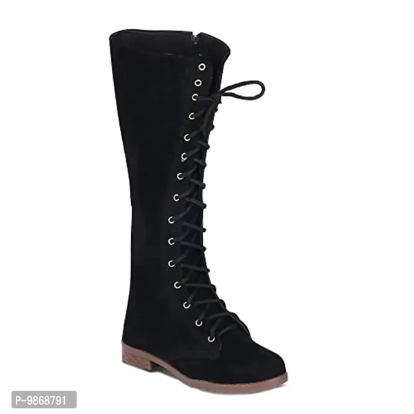 perfect step Women's | Ladies | Females | Girls Comfortable, Fashionable, Synthetic Velvet, Shoes College Wear | Casual Boots (Black) - 7