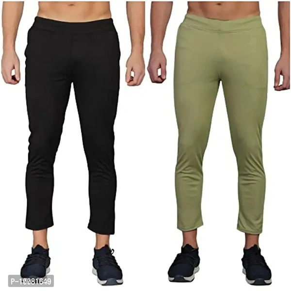 MGrandbear Men's Stretchable Solid Regular Fit Track Pant for Men Pack of 2 (28, Black-Light Green)