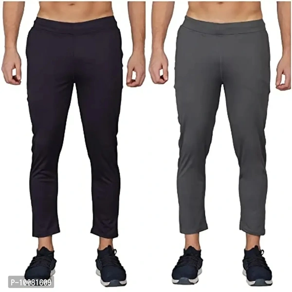 MGrandbear Men's Stretchable Solid Regular Fit Track Pant for Men Pack of 2 (32, Navy-Dark Grey)