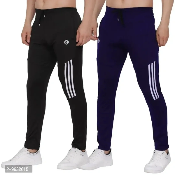 Classic Polyester Solid Track Pants for Men, Pack of 2