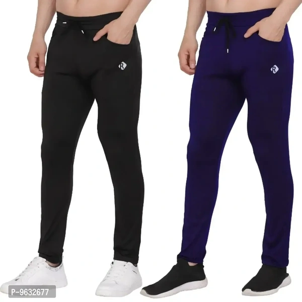 Classic Polyester Solid Track Pants for Men, Pack of 2