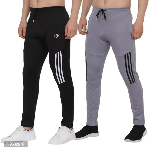 Classic Polyester Solid Track Pants for Men, Pack of 2