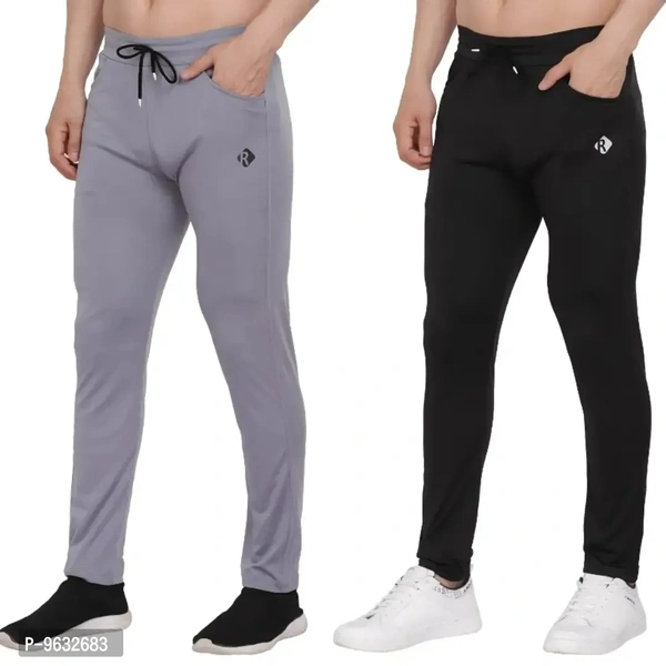 Classic Polyester Solid Track Pants for Men, Pack of 2