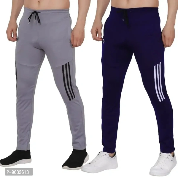 Classic Polyester Solid Track Pants for Men, Pack of 2