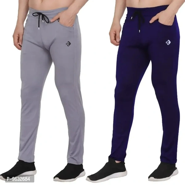 Classic Polyester Solid Track Pants for Men, Pack of 2