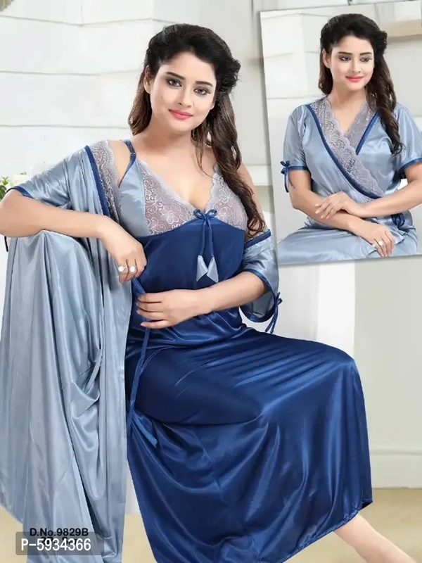 Women Satin Nightdress Pack of 2 piece