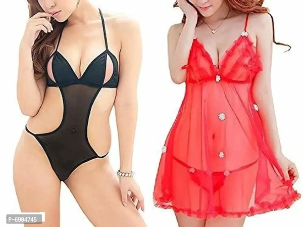 Babydoll Lingerie Set for Honeymoon for Woman with G String Thongs