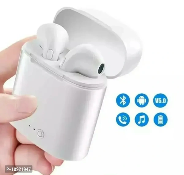 I7S Bluetooth Truly Wireless in Ear Earbuds with Mic - Both Side Buds, with Calling Enabled (White)