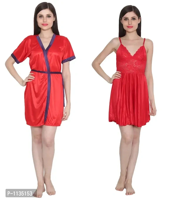 Women's Satin Nightwear Babydoll Dress Pack of 2