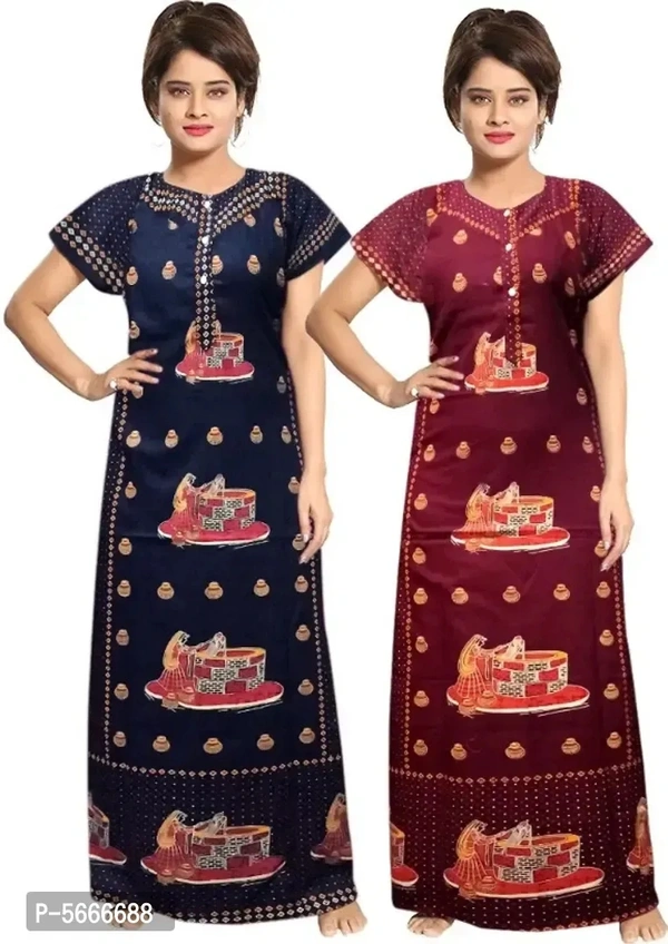 Women's Cotton Printed Nightdress (Pack Of 2)