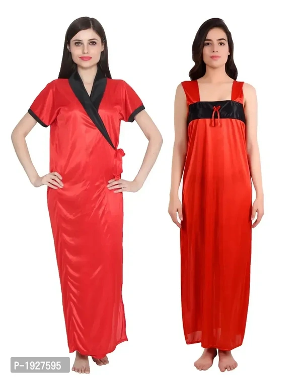 Pack Of 2 Multicoloured Satin Robe Gown