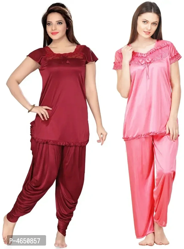 Multicoloured Satin Lounge Set