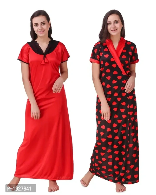 Pack Of 2 Multicoloured Satin Robe Gown