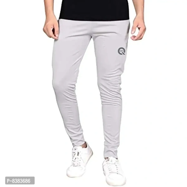 KAFF Men's Slim Fit Polyester Blend Track Pant (4WAY LYCRA BLEND SOLID_Light Grey_XL)