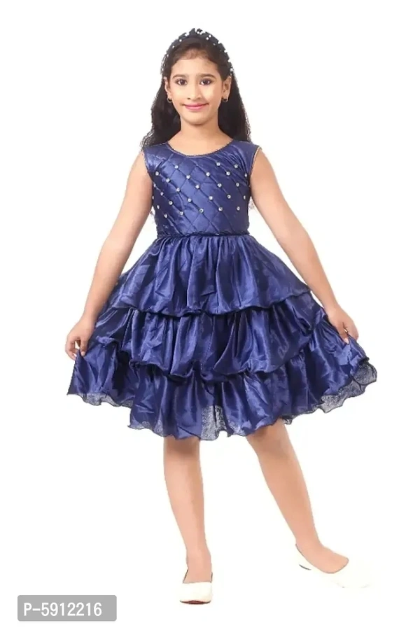 Stone Embellished Navy Blue Frock