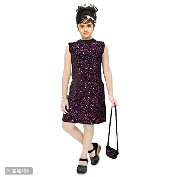 4 YOU DRESSES Beautiful Sparkle Velvet Frock with Bag for Girl
