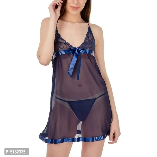 Sexy Babydoll Honeymoon Nighty With G-String Panty for Girls (FREE SIZE)
