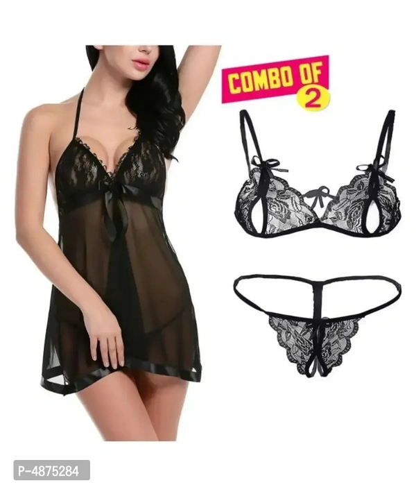 Sexy Nightwear Baby Doll Dresses with Lingerie_set