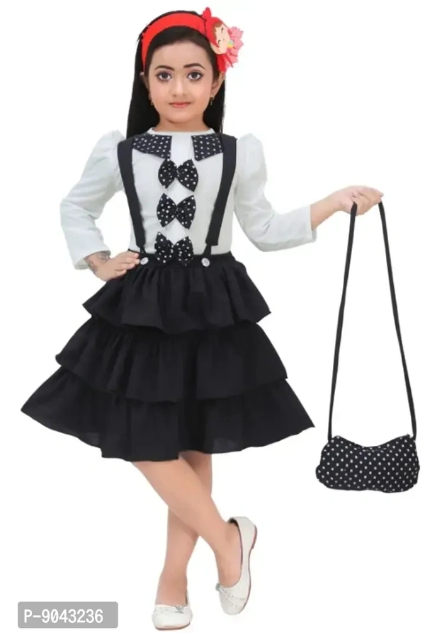 Fancy Cotton Blend Knee Length Party Dress With Bag