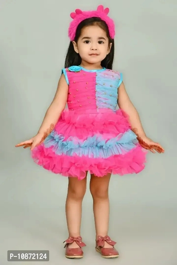 Classic Net Embellished Dress for Kids Girls