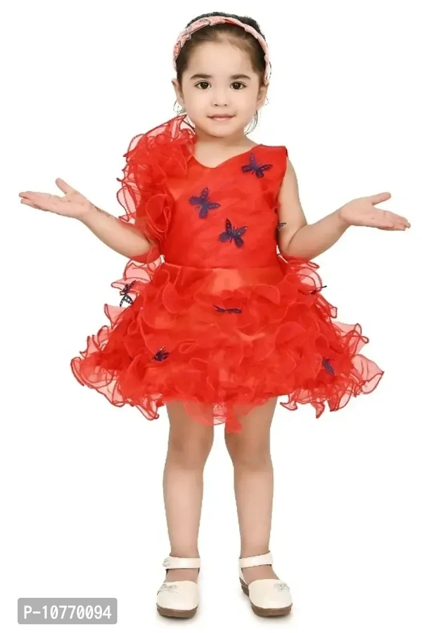 Classic Net Embellished Dress for Kids Girls