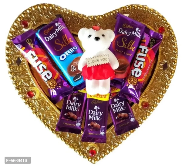FestivalsBazar Cadbury Valentine Special Heart Shape Gift Hamper basket Combo