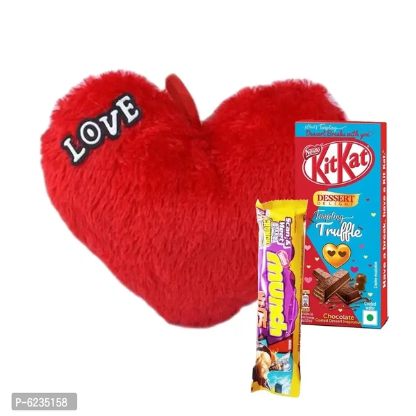 Red Heart Shaped Soft Toy, Chocolate For Valentine Gift