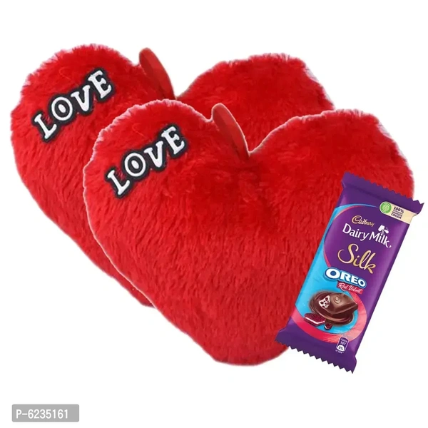 Red Heart Shaped Soft Toy, Chocolate For Valentine Gift
