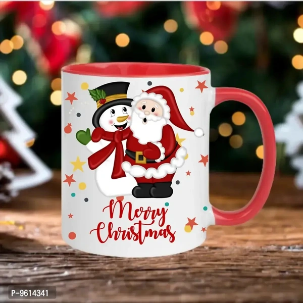 Ceramic White Printed Coffee Mug For Christmas Gift For Couple And Friends
