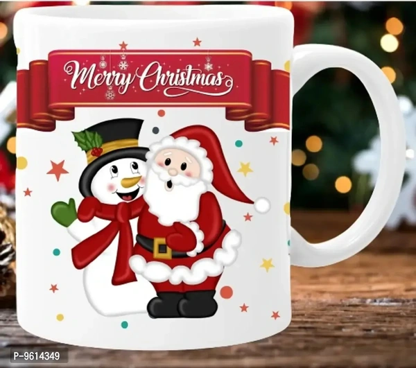 Ceramic White Printed Coffee Mug For Christmas Gift For Couple And Friends