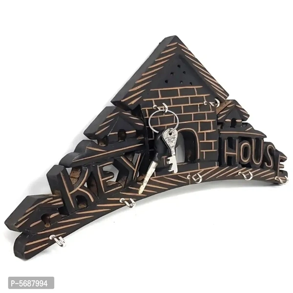 Wooden Wall Hanging Key Holder Home Shaped Key house written