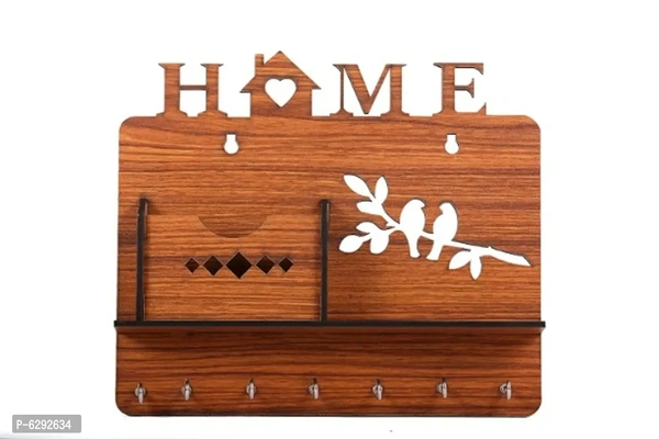 Unique Designer Wood Key Holder Office, Hall, Living Room, Bedroom, Living Room D&eacute;cor Gift, Wooden Key Holder with 7 Hooks Brown