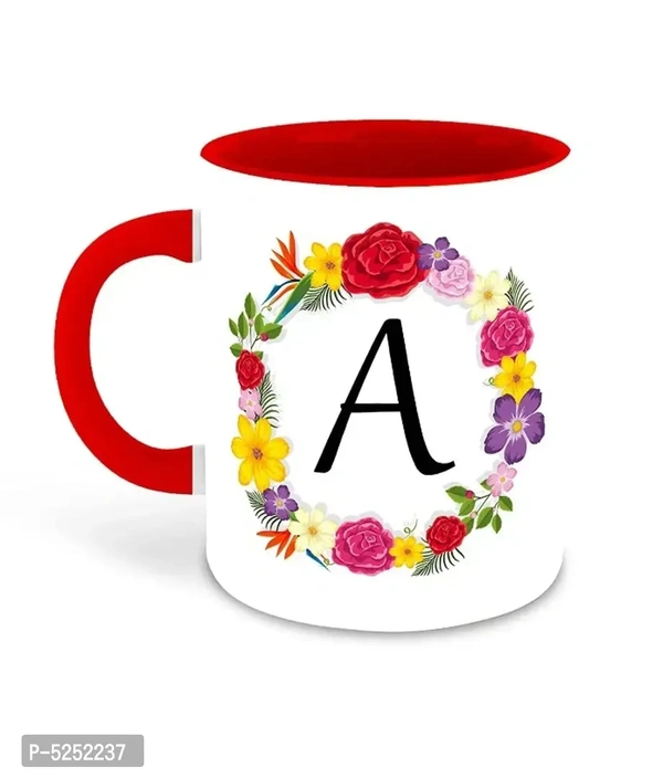 INSERT - RED Coffee Mug First Letter A Name